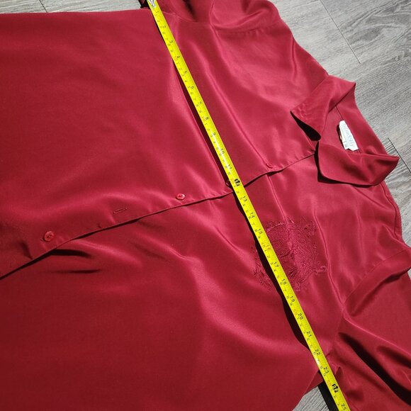 Vintage 90s Liz Moody classic french red puffy long sleeved button-up shirt - Picture 15 of 16